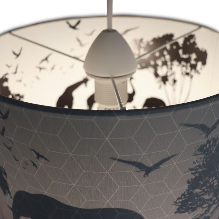 Fabric kids pendant light grey, Safari