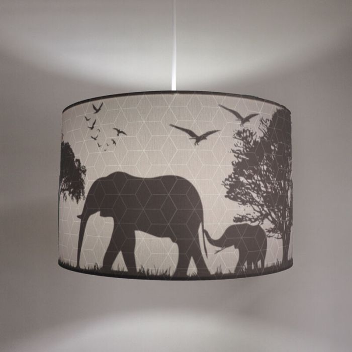 Fabric kids pendant light grey, Safari