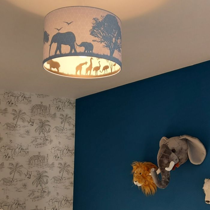 Fabric kids pendant light grey, Safari