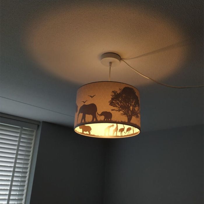 Fabric kids pendant light grey, Safari