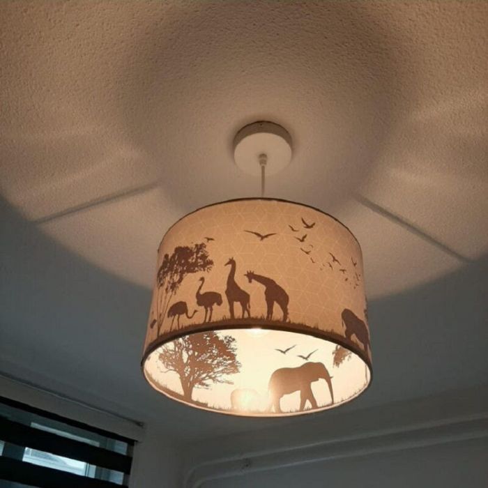 Fabric kids pendant light grey, Safari