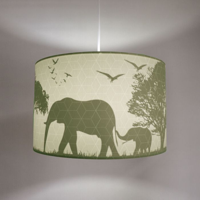 Fabric kids pendant light green, Safari