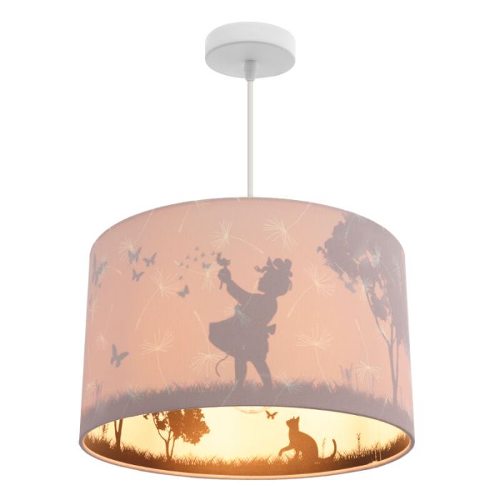 Fabric kids pendant light pink, Butterfly