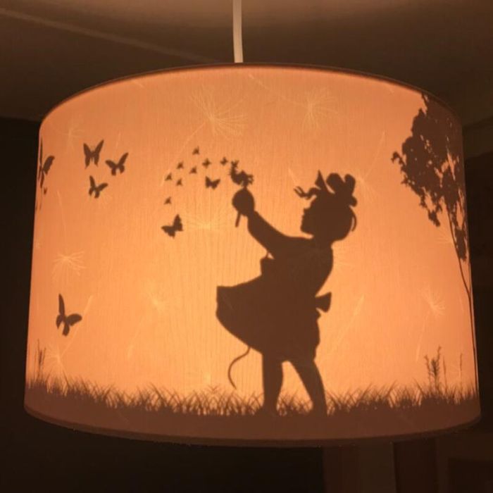 Fabric kids pendant light pink, Butterfly