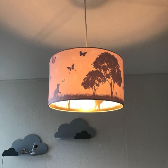 Fabric kids pendant light pink, Butterfly