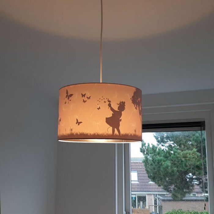 Fabric kids pendant light pink, Butterfly