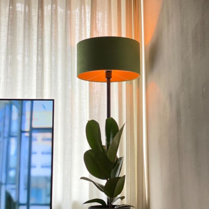 Green Velor lampshade Milene, Fabric, Modern