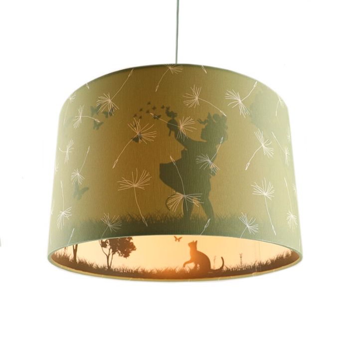 Fabric kids pendant light green, Butterfly