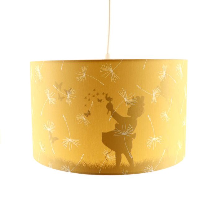 Fabric kids pendant light yellow, Butterfly