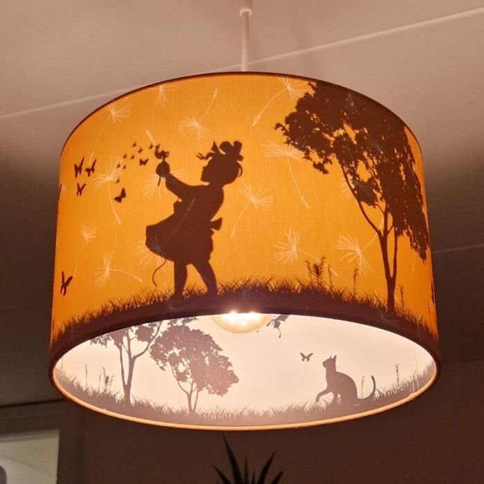 Fabric kids pendant light yellow, Butterfly