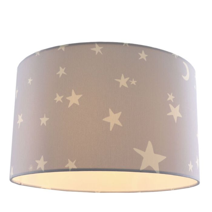 Fabric kid's ceiling light grey, Stars