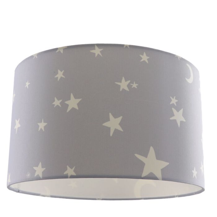 Fabric kid's ceiling light grey, Stars