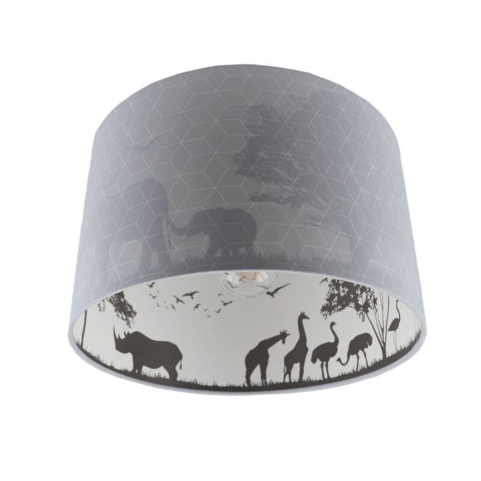 Fabric kid's ceiling light grey, Safari