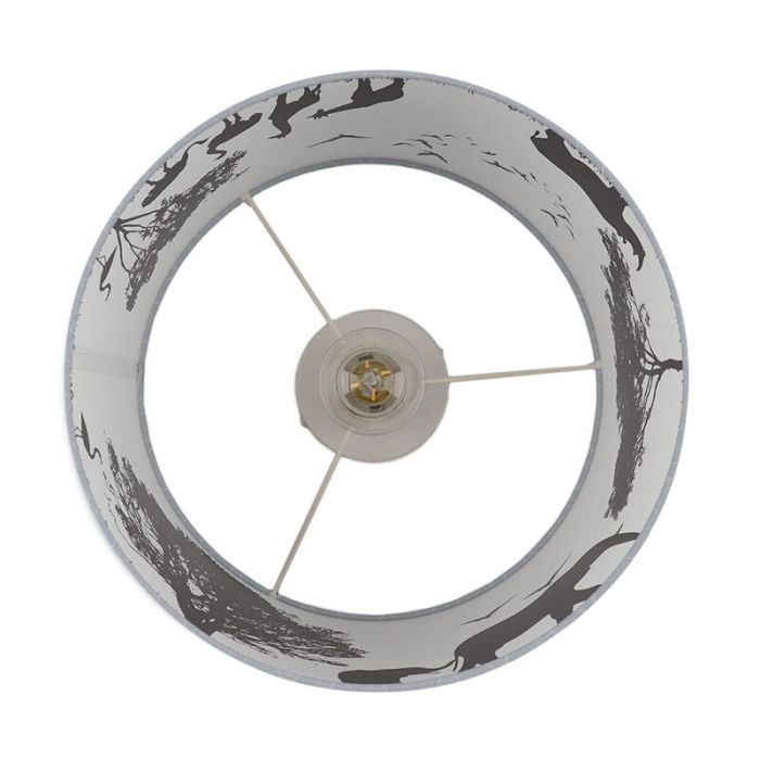 Fabric kid's ceiling light grey, Safari