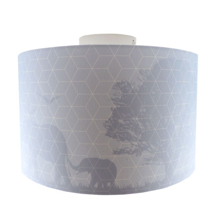 Fabric kid's ceiling light blue, Safari