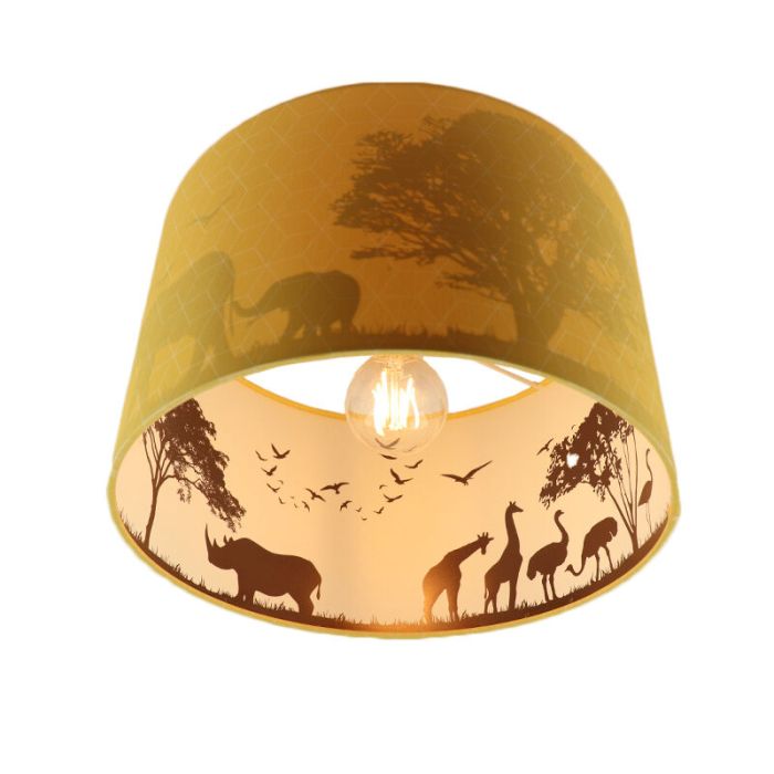 Fabric kid's ceiling light yellow, Safari
