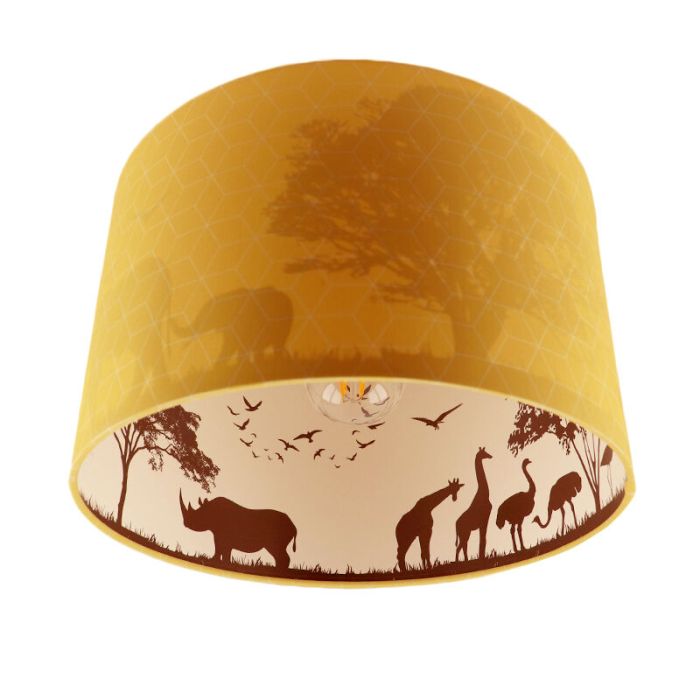 Fabric kid's ceiling light yellow, Safari