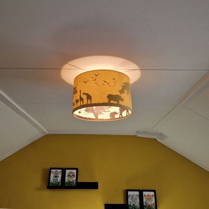 Fabric kid's ceiling light yellow, Safari