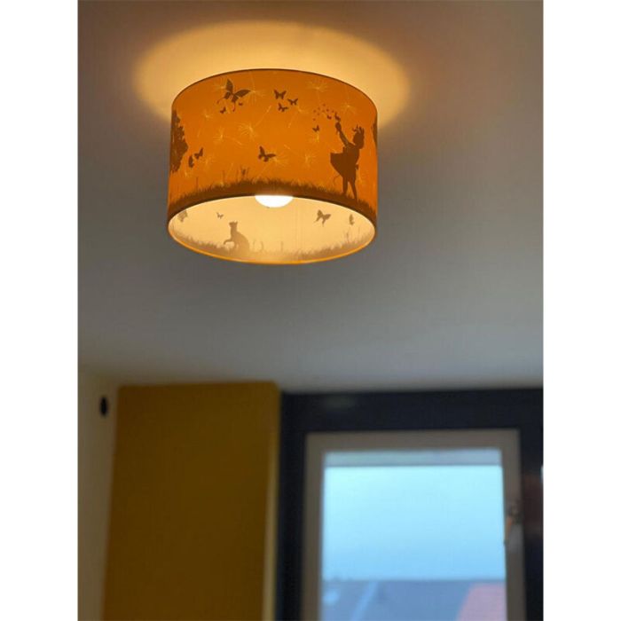 Fabric kid's ceiling light yellow, Butterfly