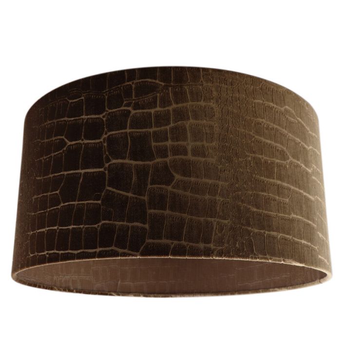 50 cm velvet lamp shade brown croco fabric, Emilius
