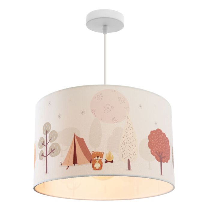 Fabric children's pendant light white, Forest life