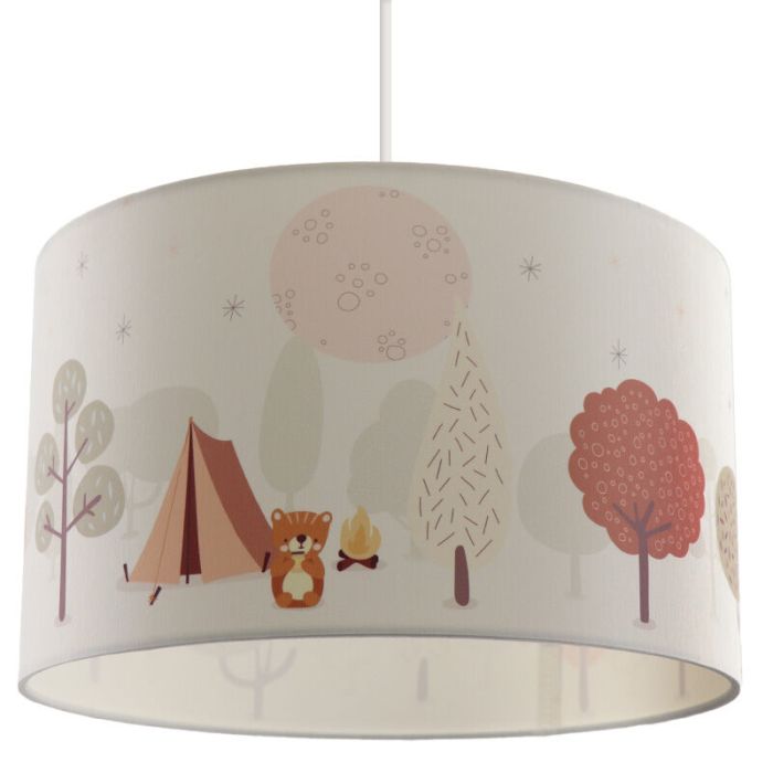 Fabric children's pendant light white, Forest life