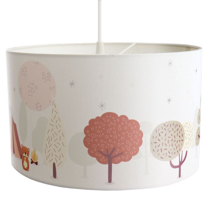 Fabric children's pendant light white, Forest life