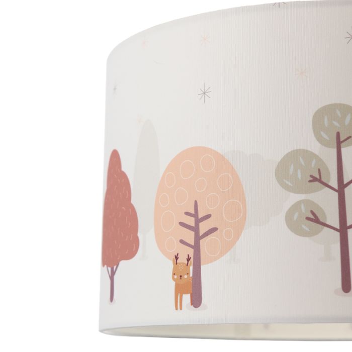 Fabric children's pendant light white, Forest life