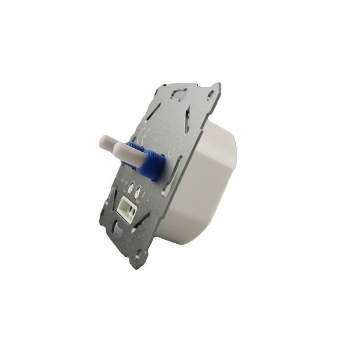 Duo dimmer, switch, with white cover frame and central plate