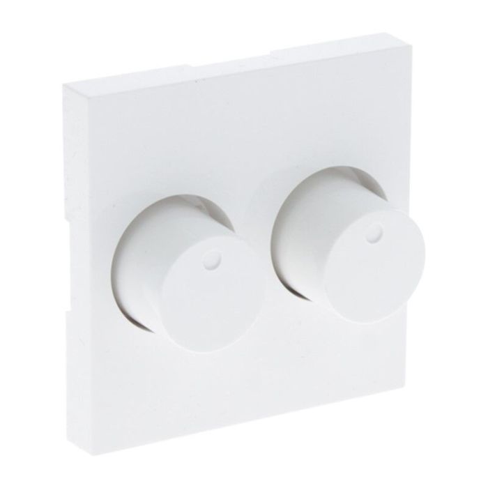 Duo dimmer, switch, with white cover frame and central plate