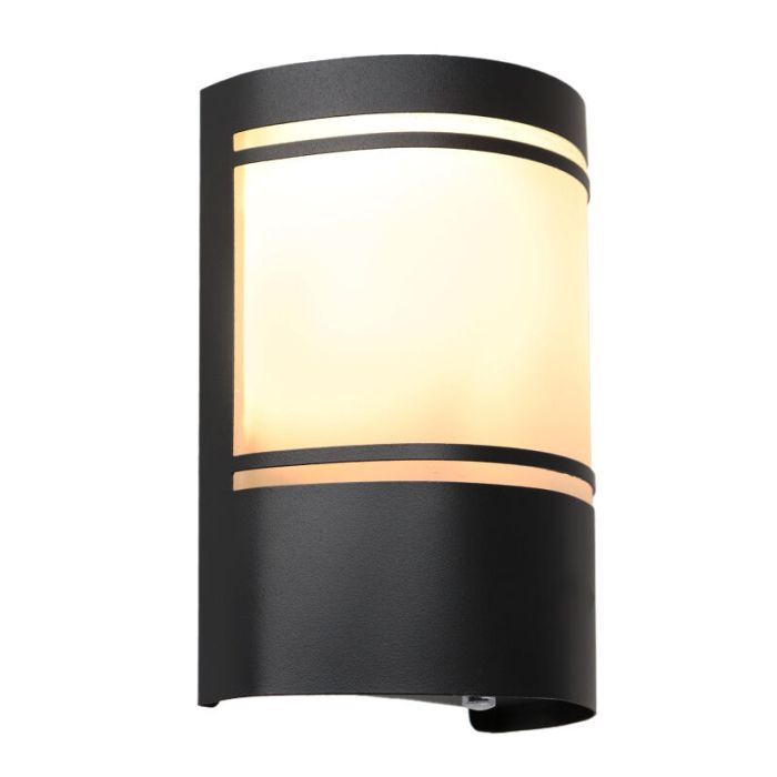 Modern outdoor wall light with dusk to dawn sensor black, Manuel, IP44