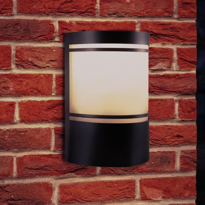 Modern outdoor wall light with dusk to dawn sensor black, Manuel, IP44