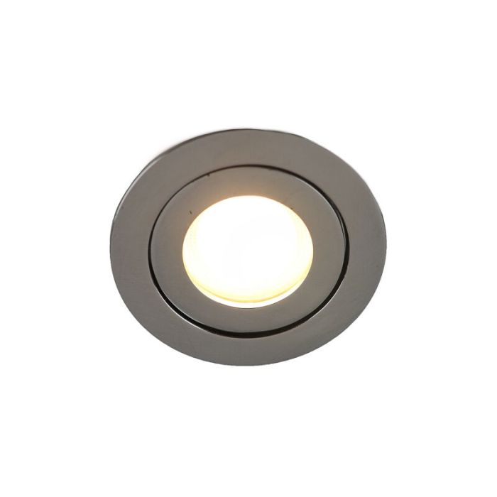 Chrome modern bathroom recessed downlight aluminium, Dorx, IP44