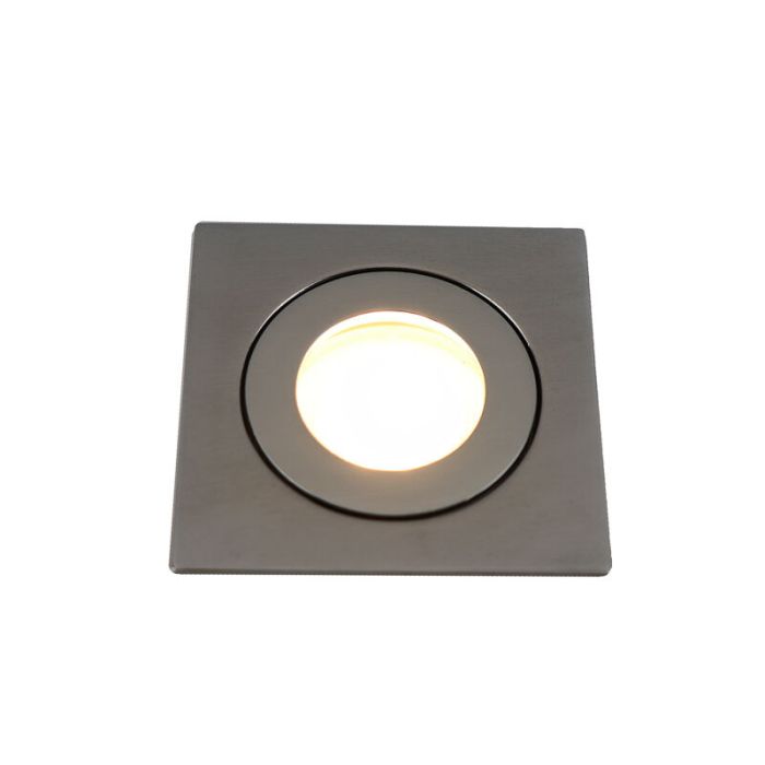 Chrome modern bathroom recessed downlight aluminium, Dorx, IP44