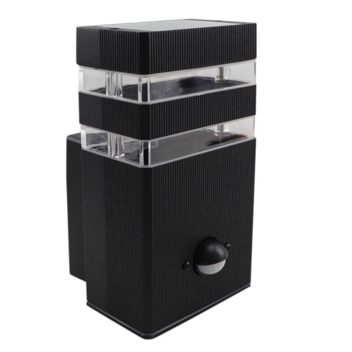 Aluminium outdoor wall light with motion sensor black, Albin, IP54