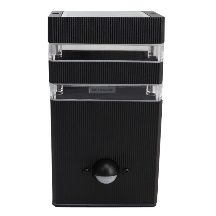 Aluminium outdoor wall light with motion sensor black, Albin, IP54