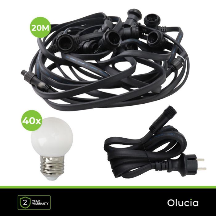 20m string light with 40 milk white bulbs