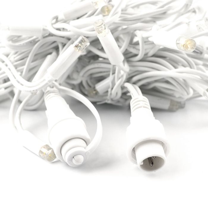 10M linkable icicle light, White cord, IP67, 50 cm high - Warm white
