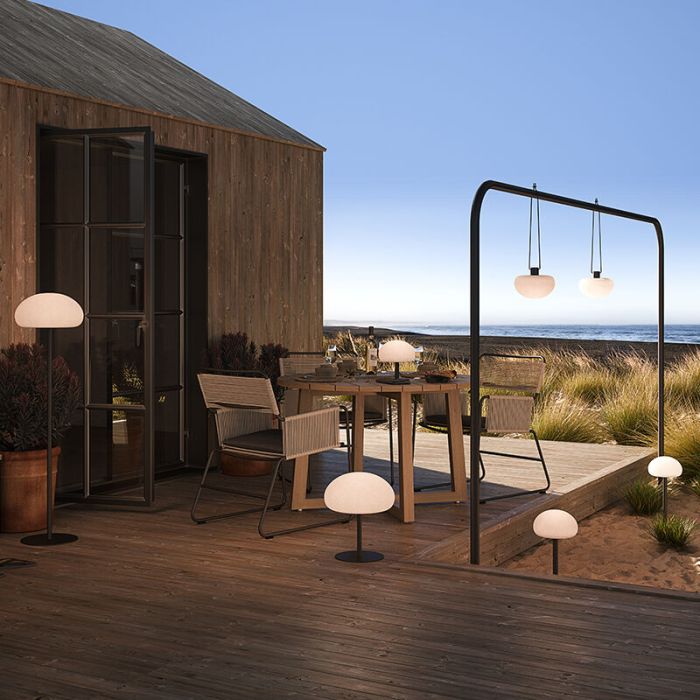White outdoor table lamp modern, Sponge, 6,8W, 2700K LED, IP65, 3-step dimmable