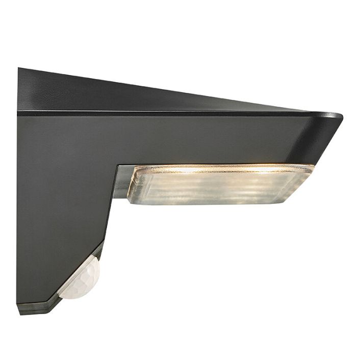 Black solar outdoor wall light modern, Agena, 4,5W, 3000K LED, IP44