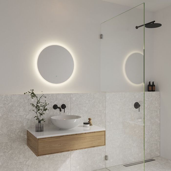 Grey mirror with light modern, Dovina, 20W, 4000K LED, IP44, with switch