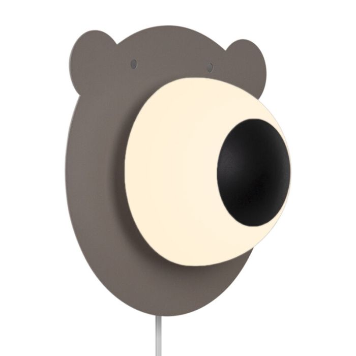 Brown children's wall light metal, Brunabear, with switch