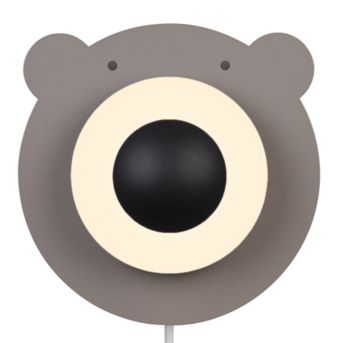 Brown children's wall light metal, Brunabear, with switch