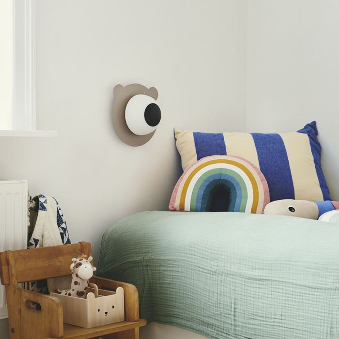 Brown children's wall light metal, Brunabear, with switch