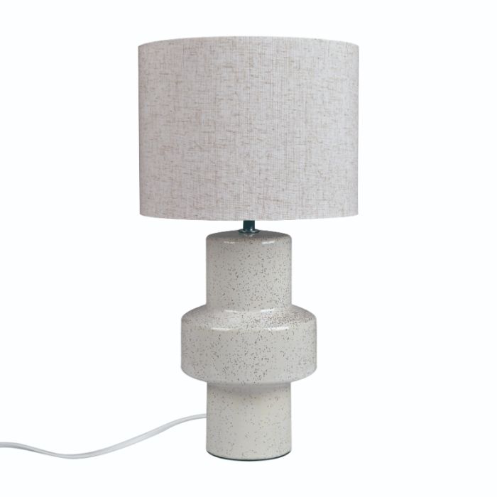 Ceramic table lamp beige, Dugan, with switch