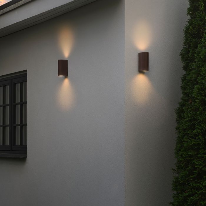Rust Coloured up down wall light modern, Dion, IP44