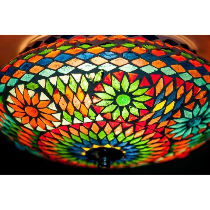 Multicoloured oriental flush ceiling light mosaic, Mimoun