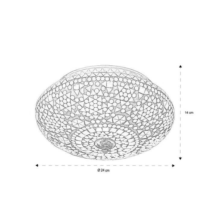 Transparent oriental flush ceiling light mosaic, Mimoun