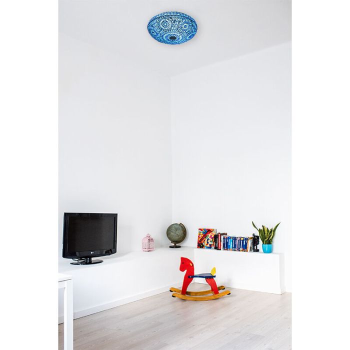 Blue oriental flush ceiling light mosaic, Louay