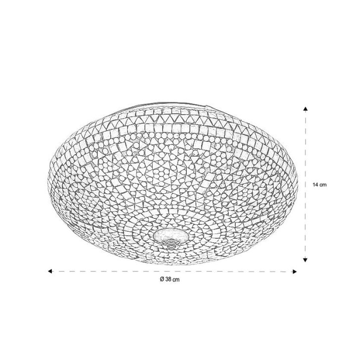 Blue oriental flush ceiling light mosaic, Louay